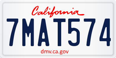 CA license plate 7MAT574