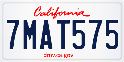 CA license plate 7MAT575