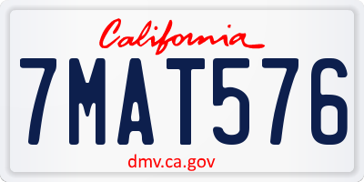 CA license plate 7MAT576