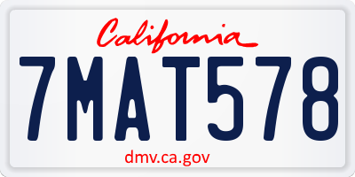 CA license plate 7MAT578