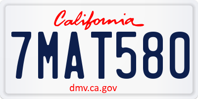 CA license plate 7MAT580