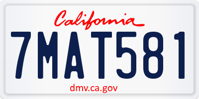 CA license plate 7MAT581