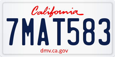 CA license plate 7MAT583