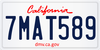 CA license plate 7MAT589