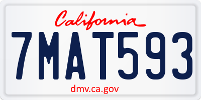 CA license plate 7MAT593