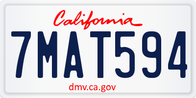 CA license plate 7MAT594