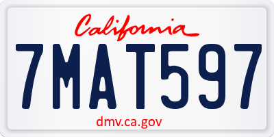 CA license plate 7MAT597