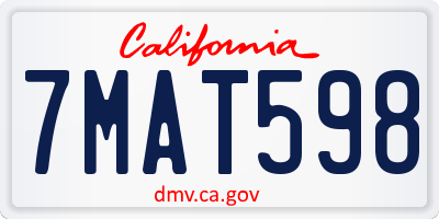 CA license plate 7MAT598