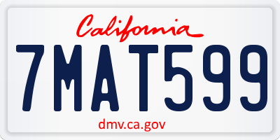 CA license plate 7MAT599
