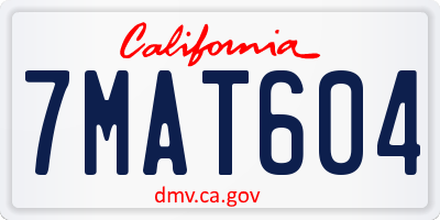 CA license plate 7MAT604