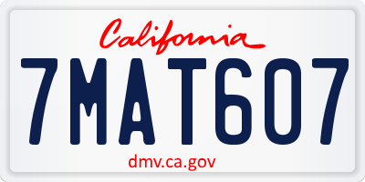 CA license plate 7MAT607