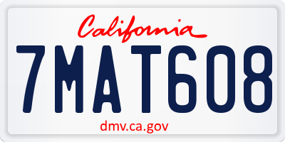 CA license plate 7MAT608