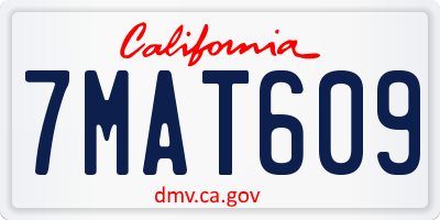 CA license plate 7MAT609