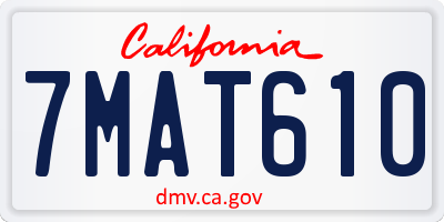CA license plate 7MAT610