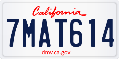 CA license plate 7MAT614