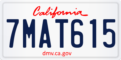 CA license plate 7MAT615