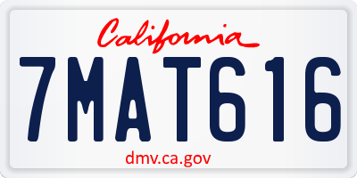 CA license plate 7MAT616