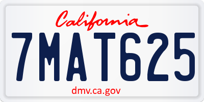 CA license plate 7MAT625