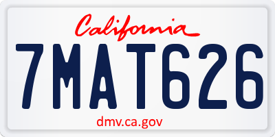 CA license plate 7MAT626