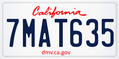 CA license plate 7MAT635