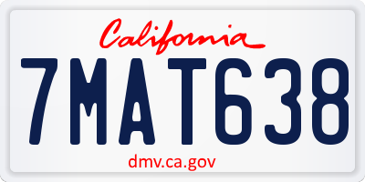 CA license plate 7MAT638