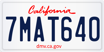 CA license plate 7MAT640