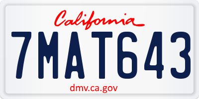 CA license plate 7MAT643