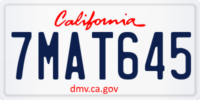 CA license plate 7MAT645