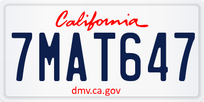 CA license plate 7MAT647