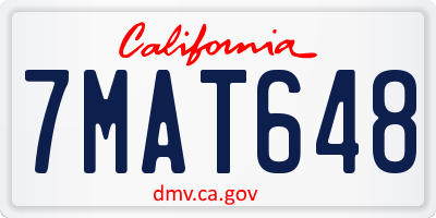 CA license plate 7MAT648