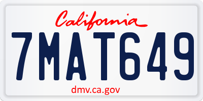 CA license plate 7MAT649