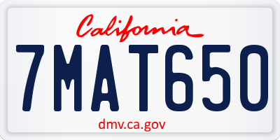 CA license plate 7MAT650