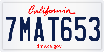 CA license plate 7MAT653