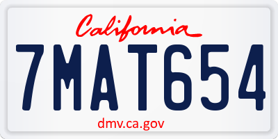 CA license plate 7MAT654