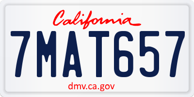 CA license plate 7MAT657