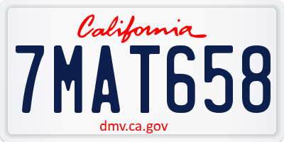 CA license plate 7MAT658