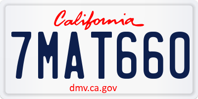 CA license plate 7MAT660