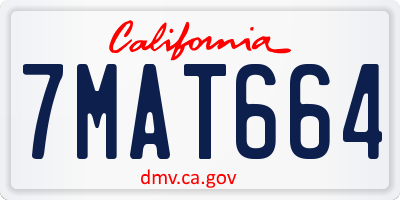 CA license plate 7MAT664