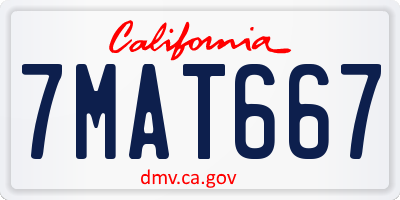 CA license plate 7MAT667