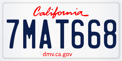 CA license plate 7MAT668