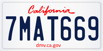 CA license plate 7MAT669