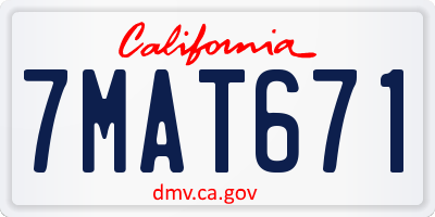 CA license plate 7MAT671