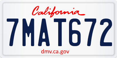 CA license plate 7MAT672
