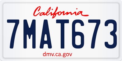 CA license plate 7MAT673