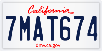 CA license plate 7MAT674