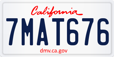 CA license plate 7MAT676