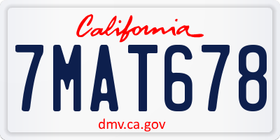 CA license plate 7MAT678