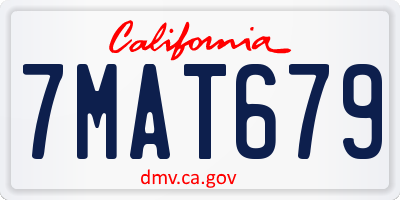 CA license plate 7MAT679