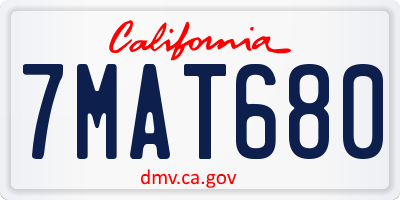 CA license plate 7MAT680