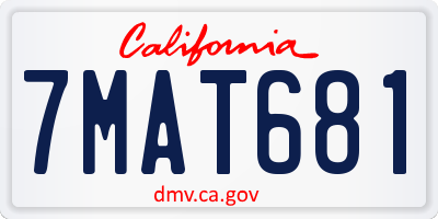 CA license plate 7MAT681